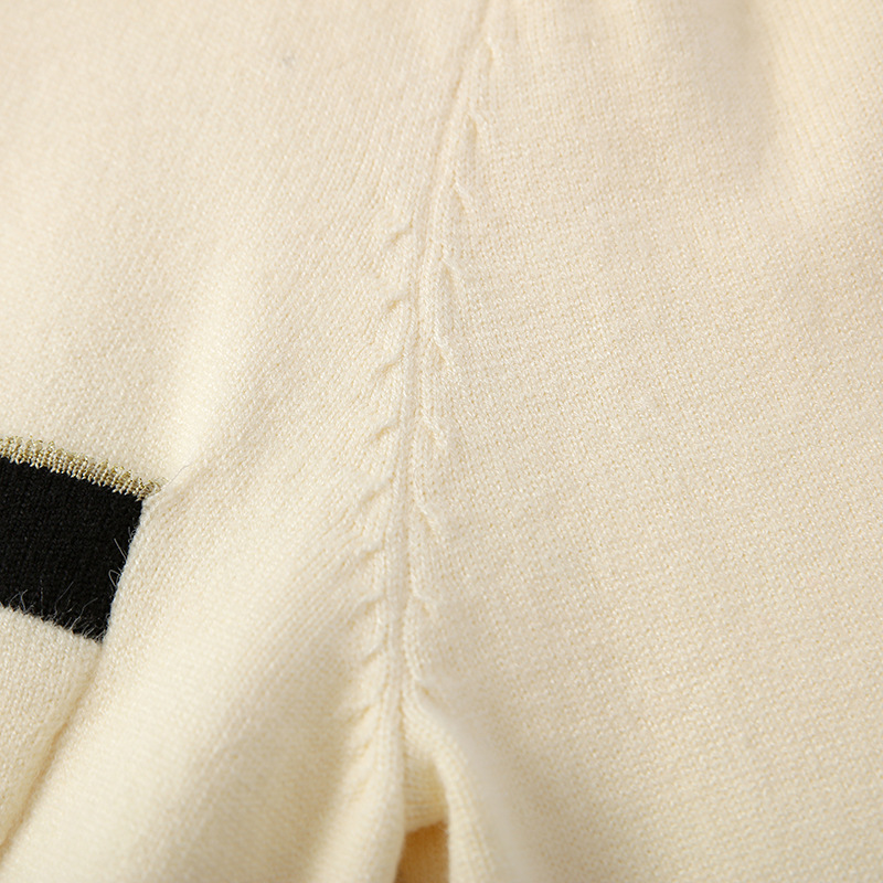 Knitted Cardigan Hit Color All-match Long-sleeved Top