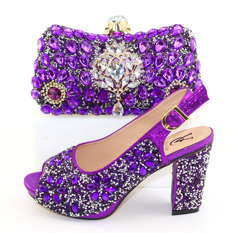 Doershownew hot selling purple Shoes and Bags To Match Set Italy Party  Pumps Italian Matching Shoe and Bag Set for Party! HSD1-6 - AliExpress