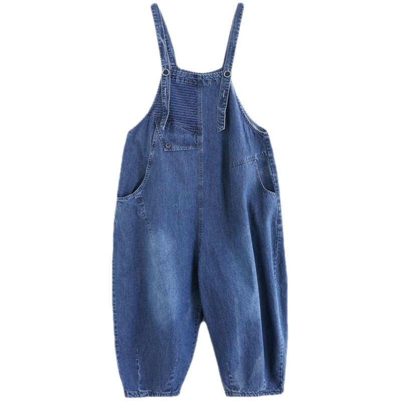 Women’s Plus Size Korean Style Denim Wash Overalls