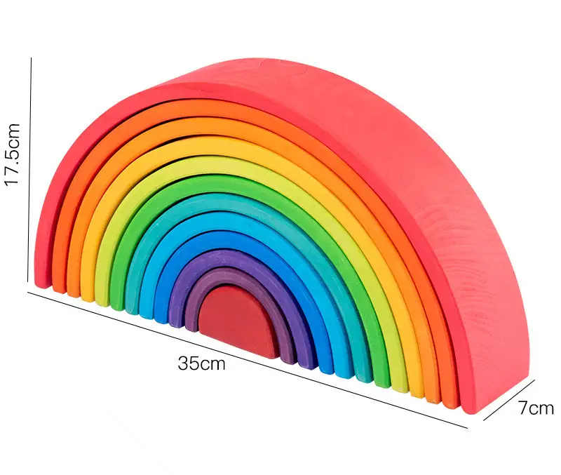 Large Wooden Rainbow Blocks Jenga