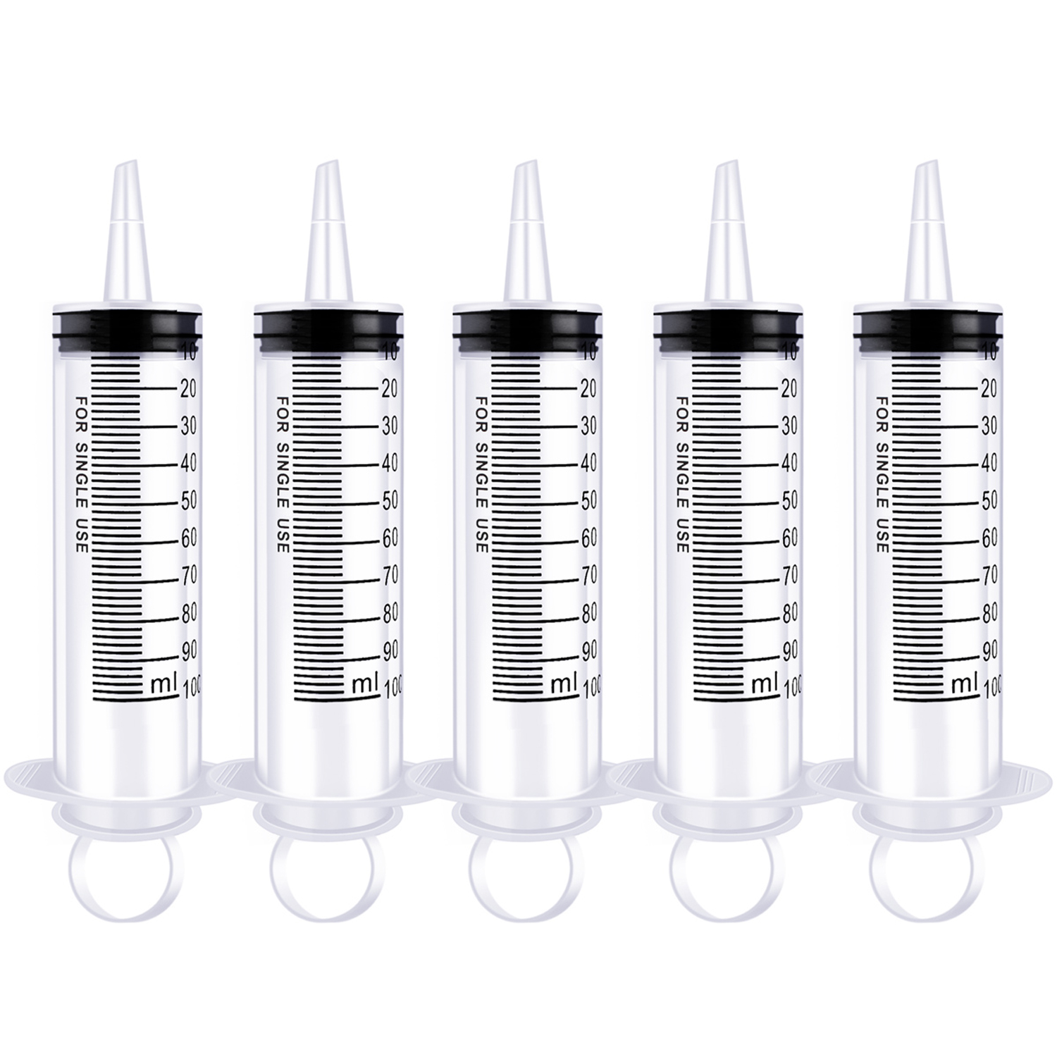 5Packs 100ml Syringe For Industrial, Scientific, Measuring, Watering, Pet Feeding, Liquid Refilling And Dispensing
