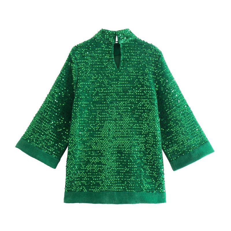 Casual Pullover Long-sleeved Loose Sequined Women's Blouse