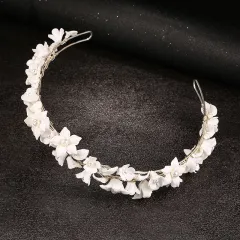 Floral Crown Headdress Women's Headband - Silver - View 1