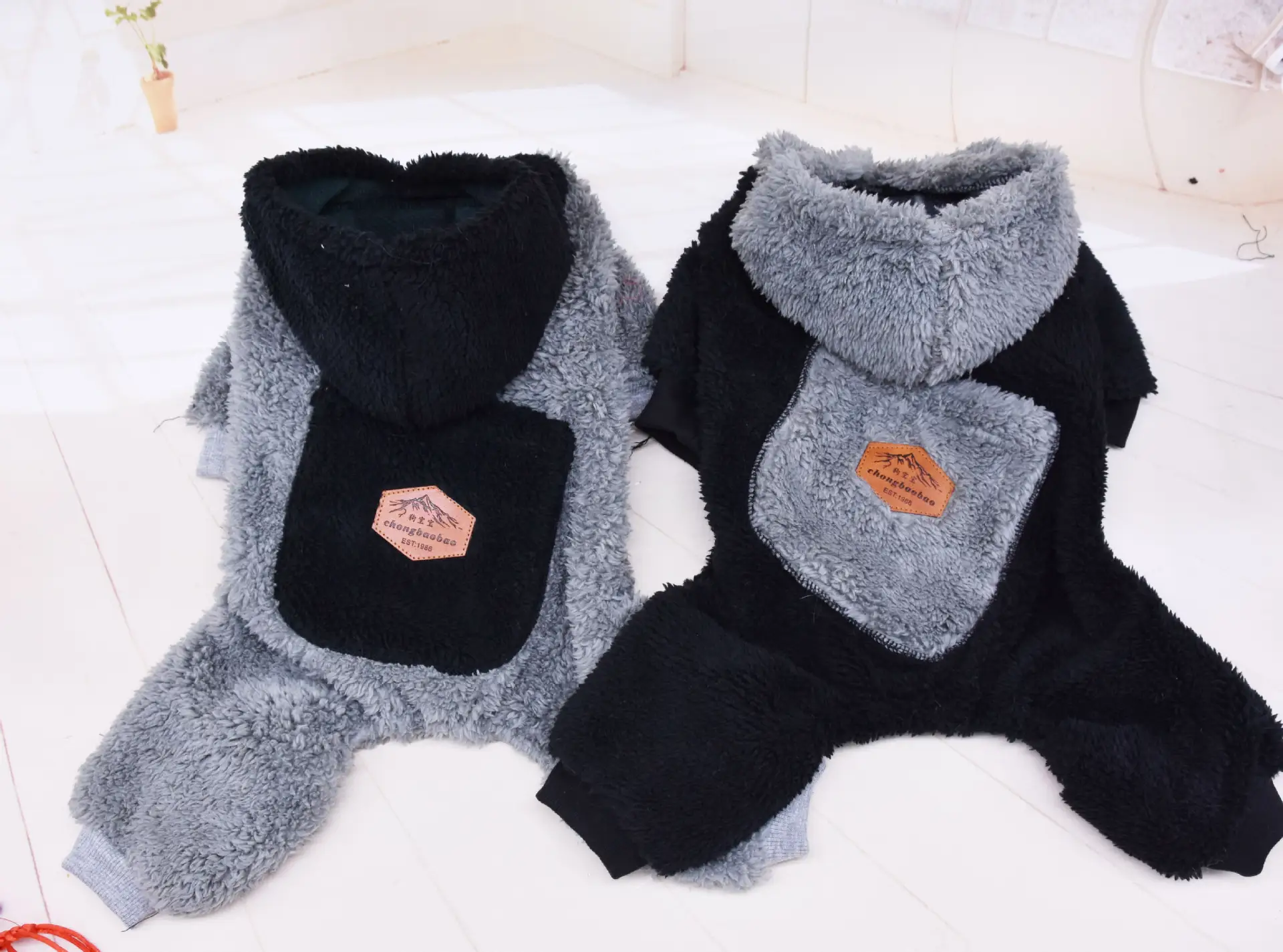Plush Cotton Thickened Dog Clothes Cat Feet Casual Four Legged Clothes