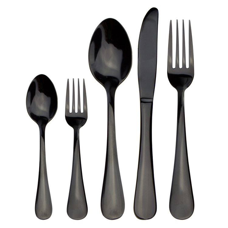 Title 6, Black Stainless Steel Western Cutlery Spoon Set