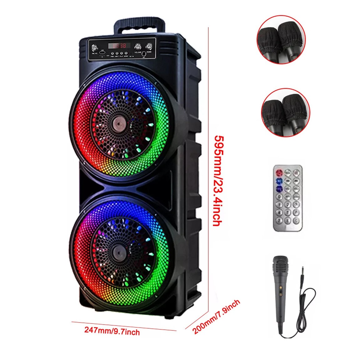 Portable Bluetooth Speaker Sub Woofer Heavy Bass Sound System Party Mic UK 4