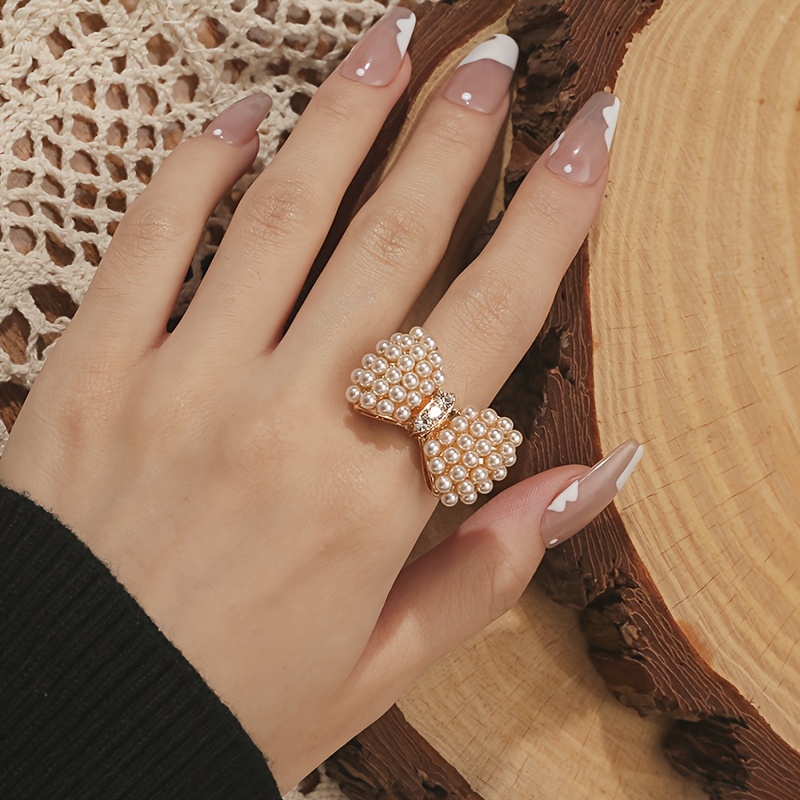 1 Piece Women's Fashion Personalized Ring Creative & Stylish Bowknot Open Ring With... thumbnail 3