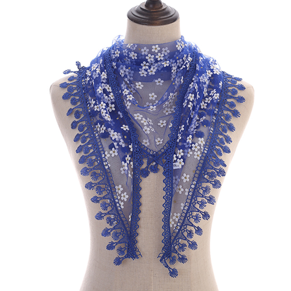 Breathable Lace Trim Triangle Scarf Veil