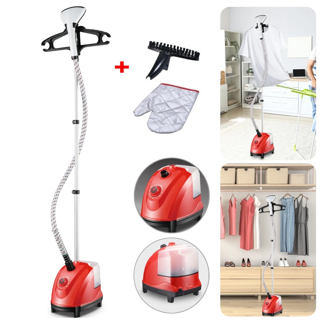 1800W Upright Vertical Garment Clothes Steamer 1.5L 11 Settings W Ironing Board