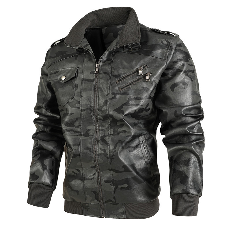 Title 5, Chaqueta de cuero para hombre con cuello alzado...