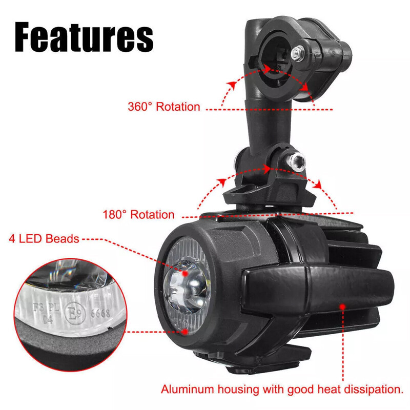 2x Black Motorcycle LED Spot Light Auxiliary Headlight Driving Fog Lamp — image 9