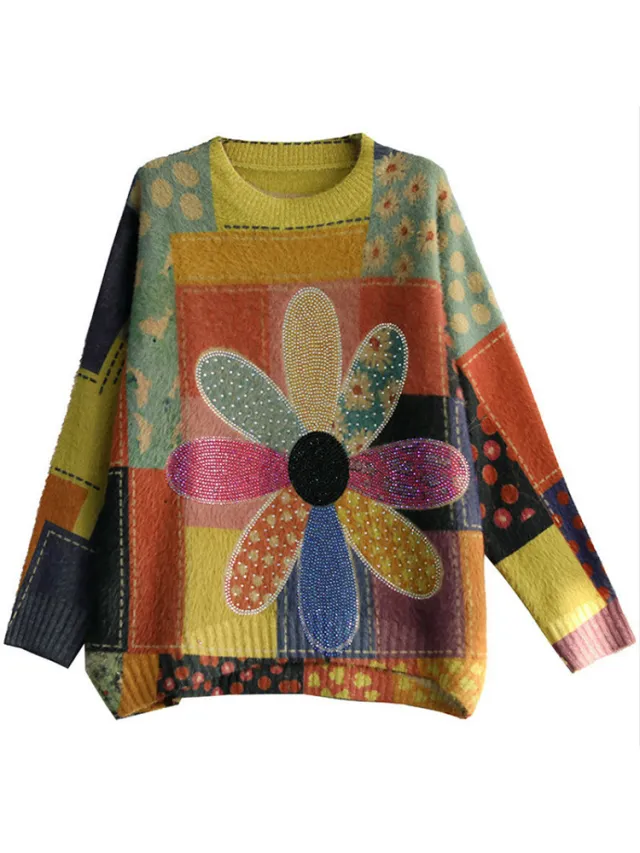 Women's Printed V neck Mink Sweater - Shop at LoveMi