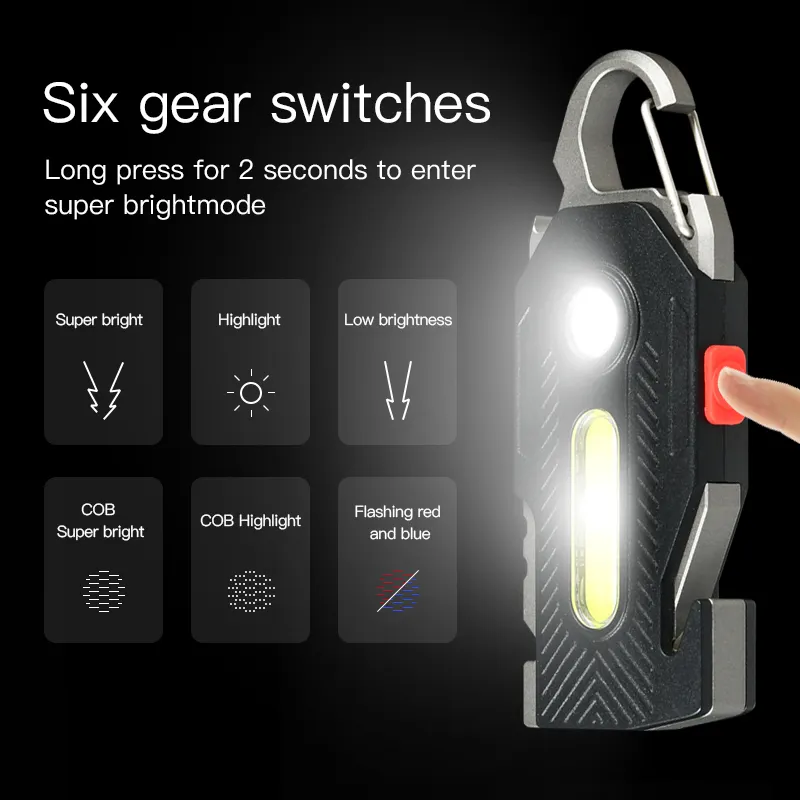 Multifunctional Charging Emergency Light Convenient Keychain Work