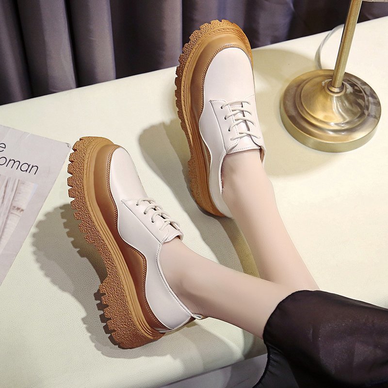 Ladies Casual Lace-up Color Matching Platform Shoes