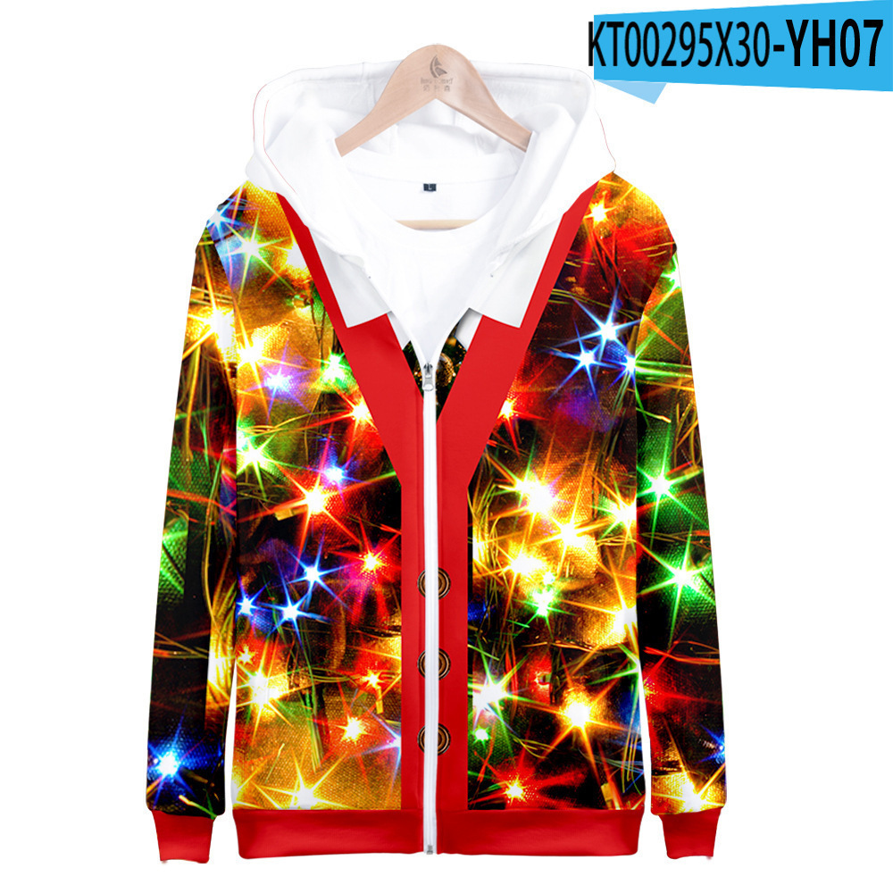 Holiday Christmas 3D Digital Printing Adult  Children's Zipper