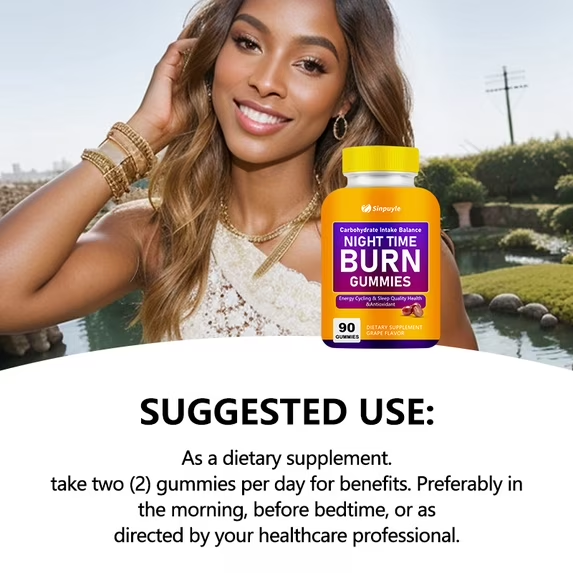 Night Time Burn Gummies, Grape Flavored, Vegan & Gelatin-Free, Supports Carbohydrate Balance & Healthy Metabolism, 90 Gummies — view 6