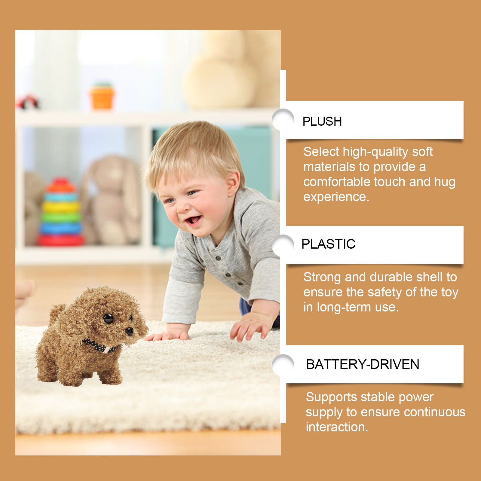 Cute Electric Plush Toy Dog, Interactive Realistic Puppy Toy For Kids