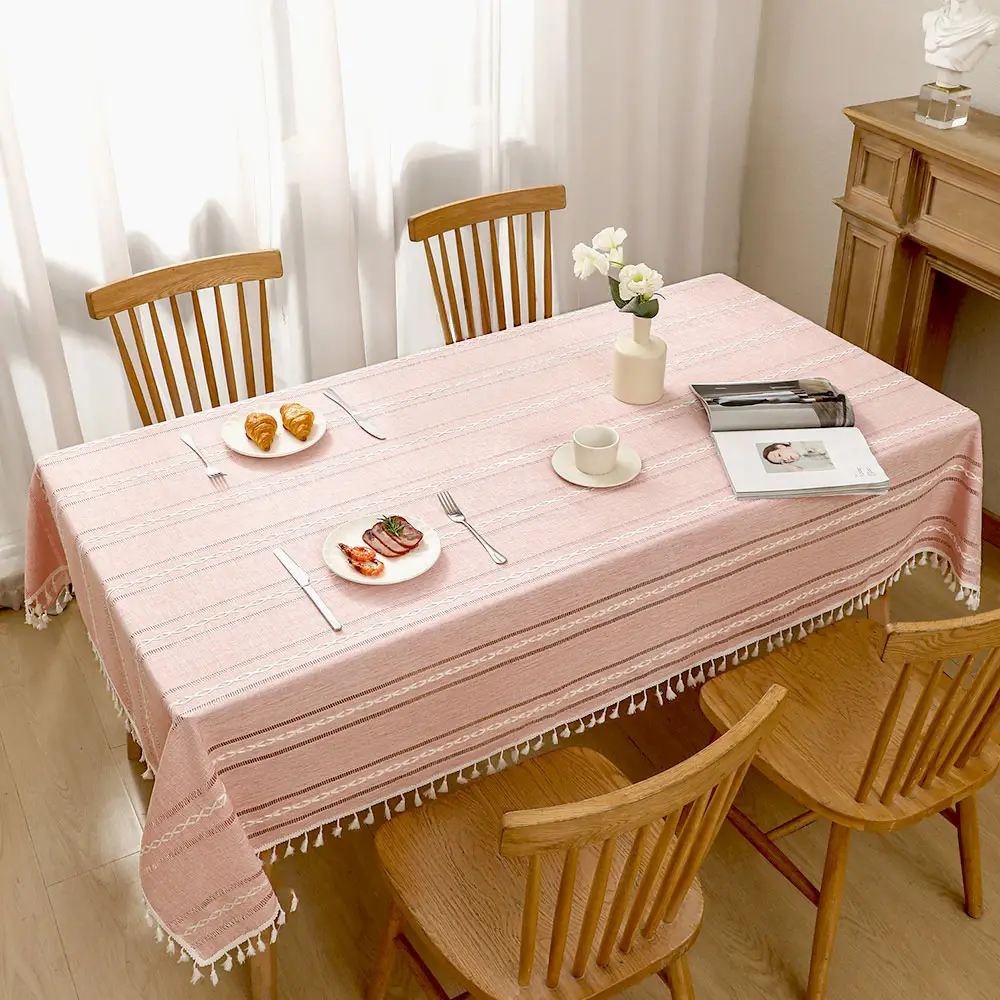 Cotton Linen Tablecloth Farmhouse Decor Waterproof Table