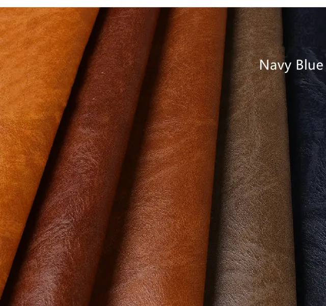 Retro Crazy Horse Soft Bag Leather Fabric Half PU Briefcase Navy Blue - Shop at LoveMi