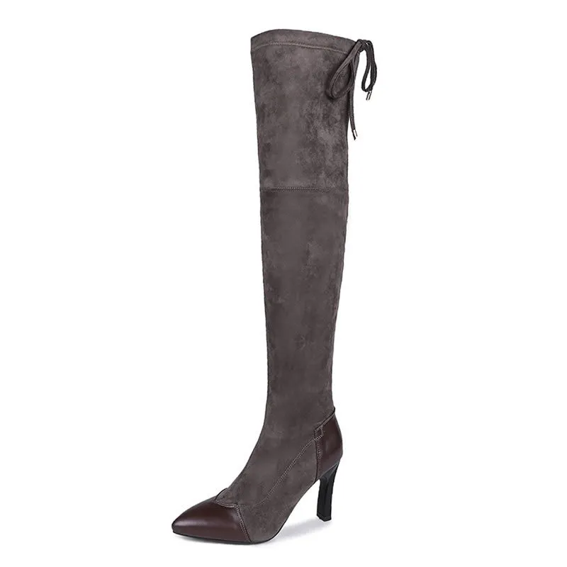 Autumn And Winter Women's Shoes Korean Style Over-the-knee Women's Boots - Khaki