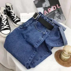 Versatile Straight Loose Wide Leg Jeans For Women - Retro Blue - View 1
