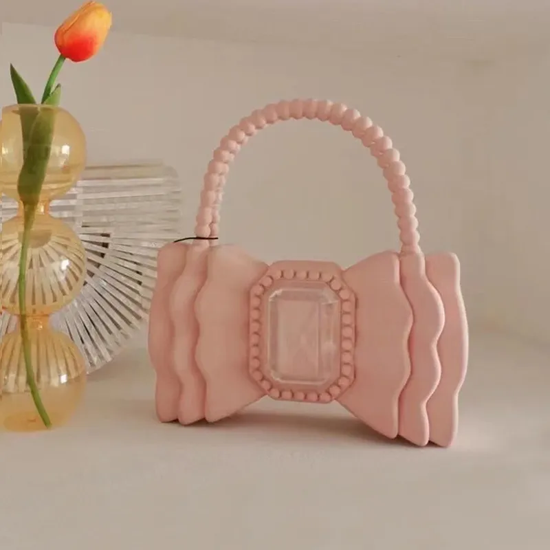 All-match Bow Princess Style Jelly Sweet Tote Bag - Pink
