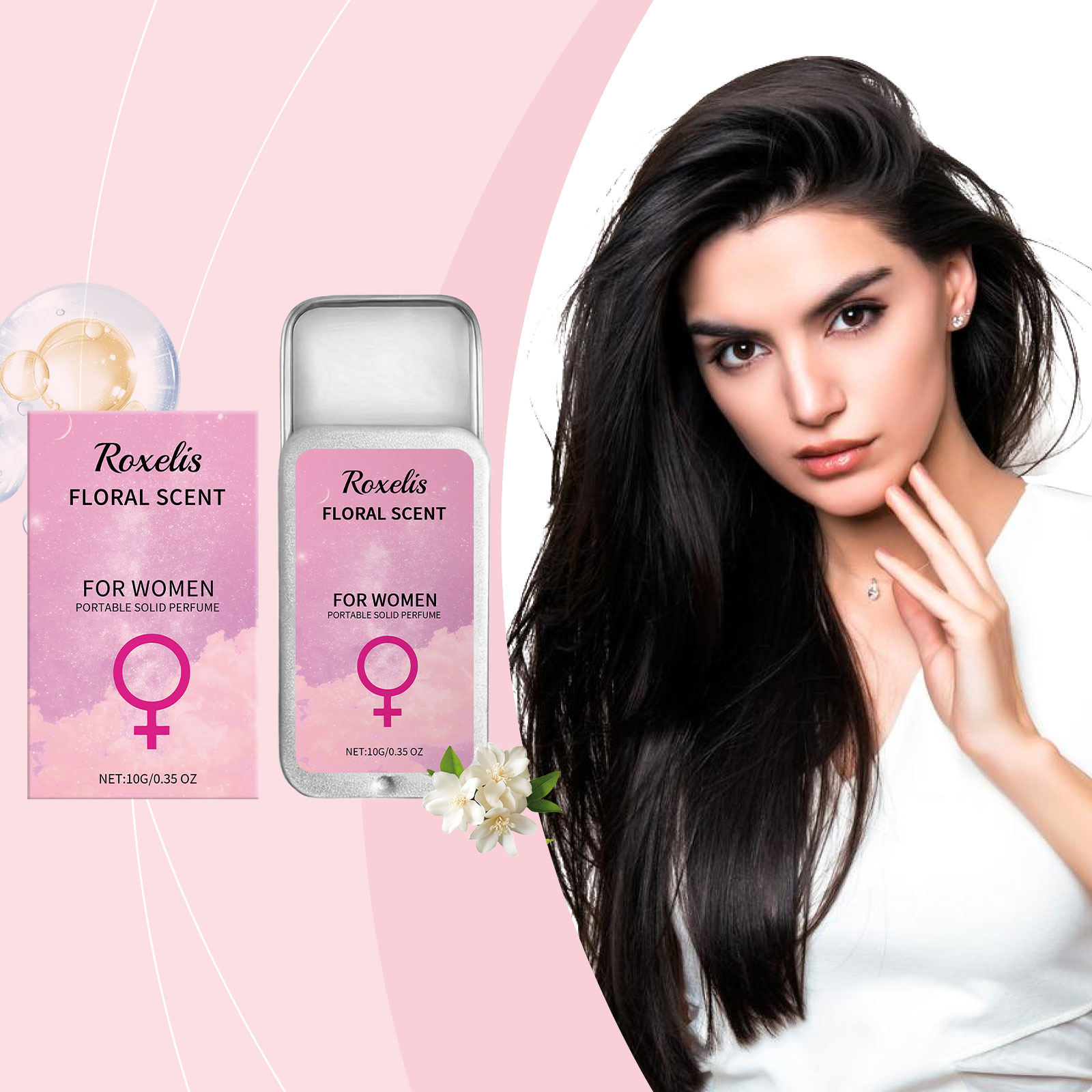 Women Floral Solid Perfume, Long Lasting Light Fragrance Portable Solid Scent Balm — foto 7