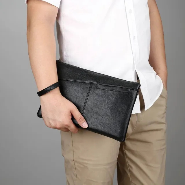 Men's PU Synthetic Leather Handbag Black - Shop at LoveMi