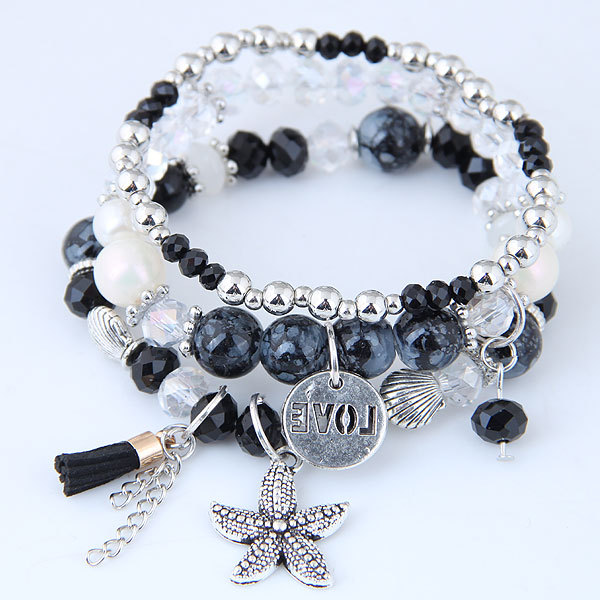 Title 5, Bracciale con nappa con stella marina e perla c...