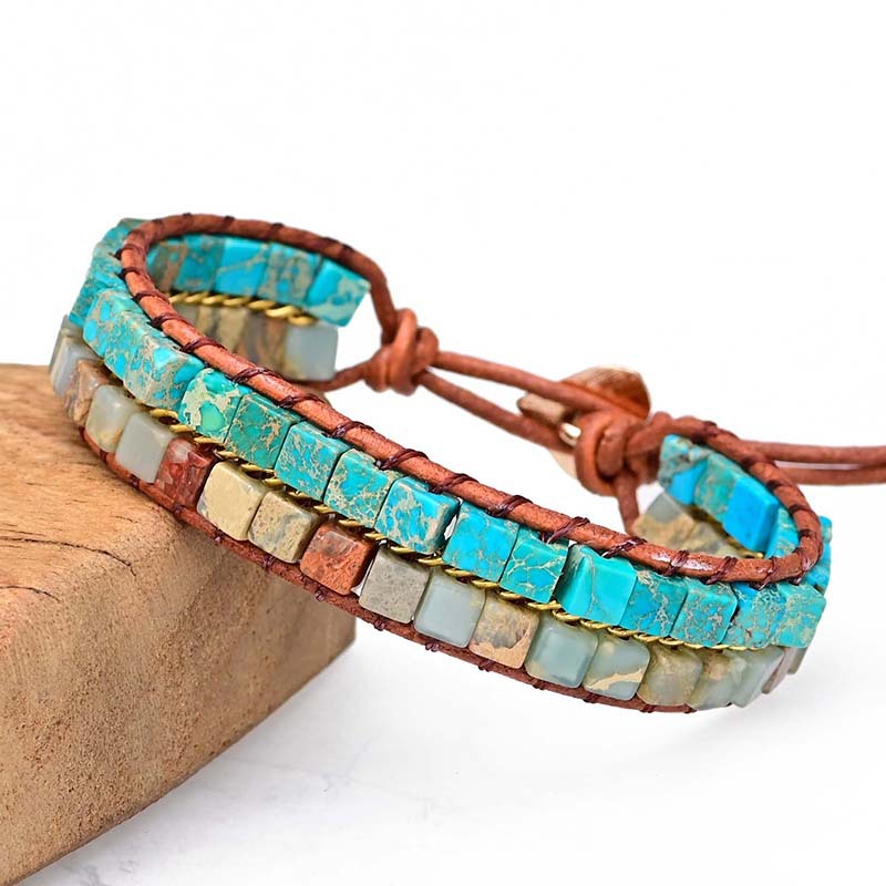 Double-layer Bead Leather Hand-woven Bohemian Bracelet