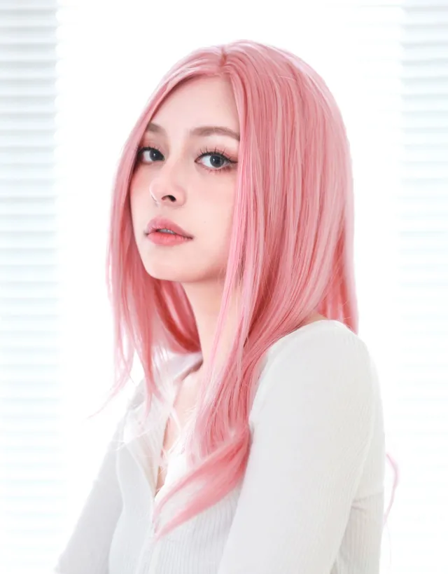 Natural Long Straight Hair Is Breathable And Comfortable Pink - Shop at LoveMi