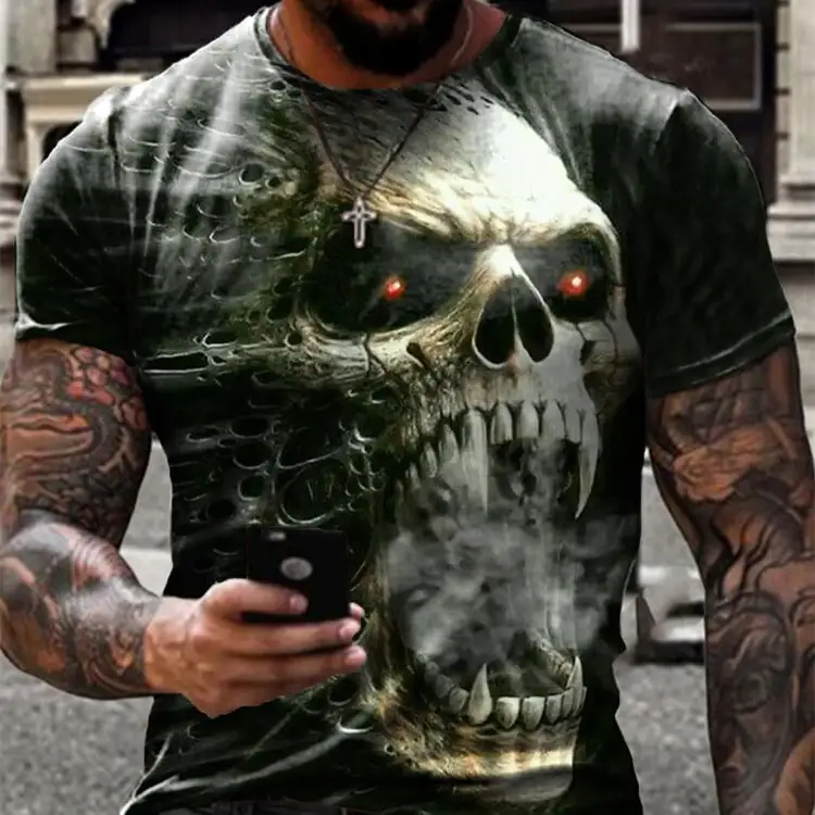 Men's Fashion Casual Digital Printing Round Neck Short Sleeve