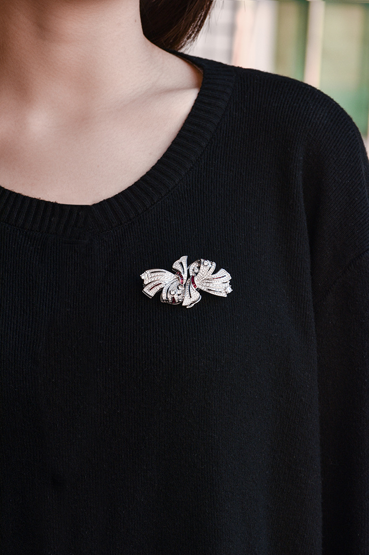High Grade Detachable Double Clip Bow Brooch — foto 6