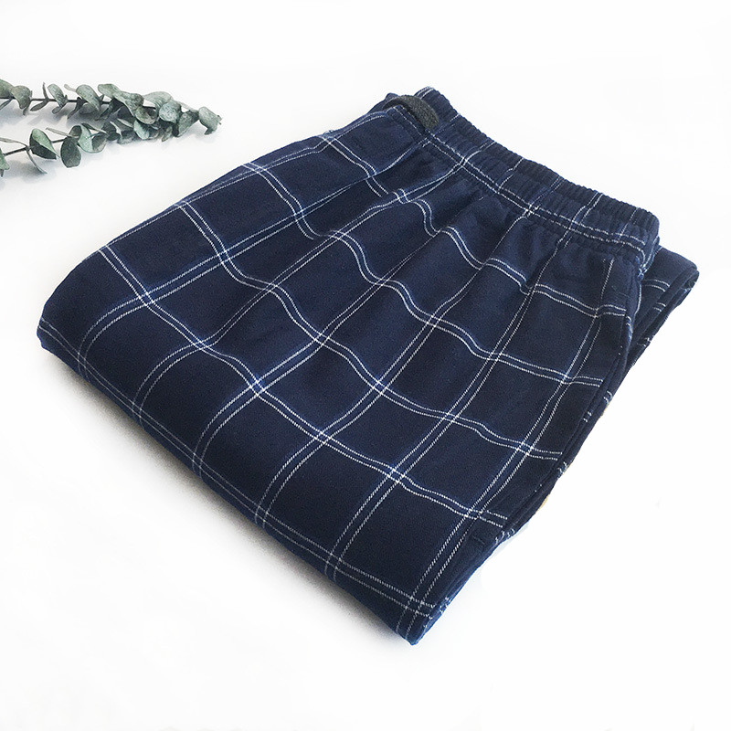 Men's Plaid Pajama Pants Pants Pure Cotton Breathable Pajamas Air Conditioning Home Pants