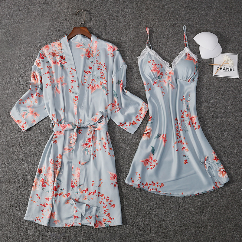 Title 5, Sexy Pajamas Printed Suspender Nightgown Set Wi...