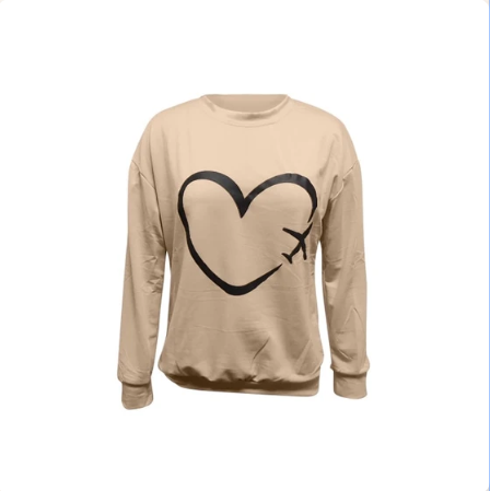 Title 3, Autumn sweater heart-shaped airplane printed Sw...