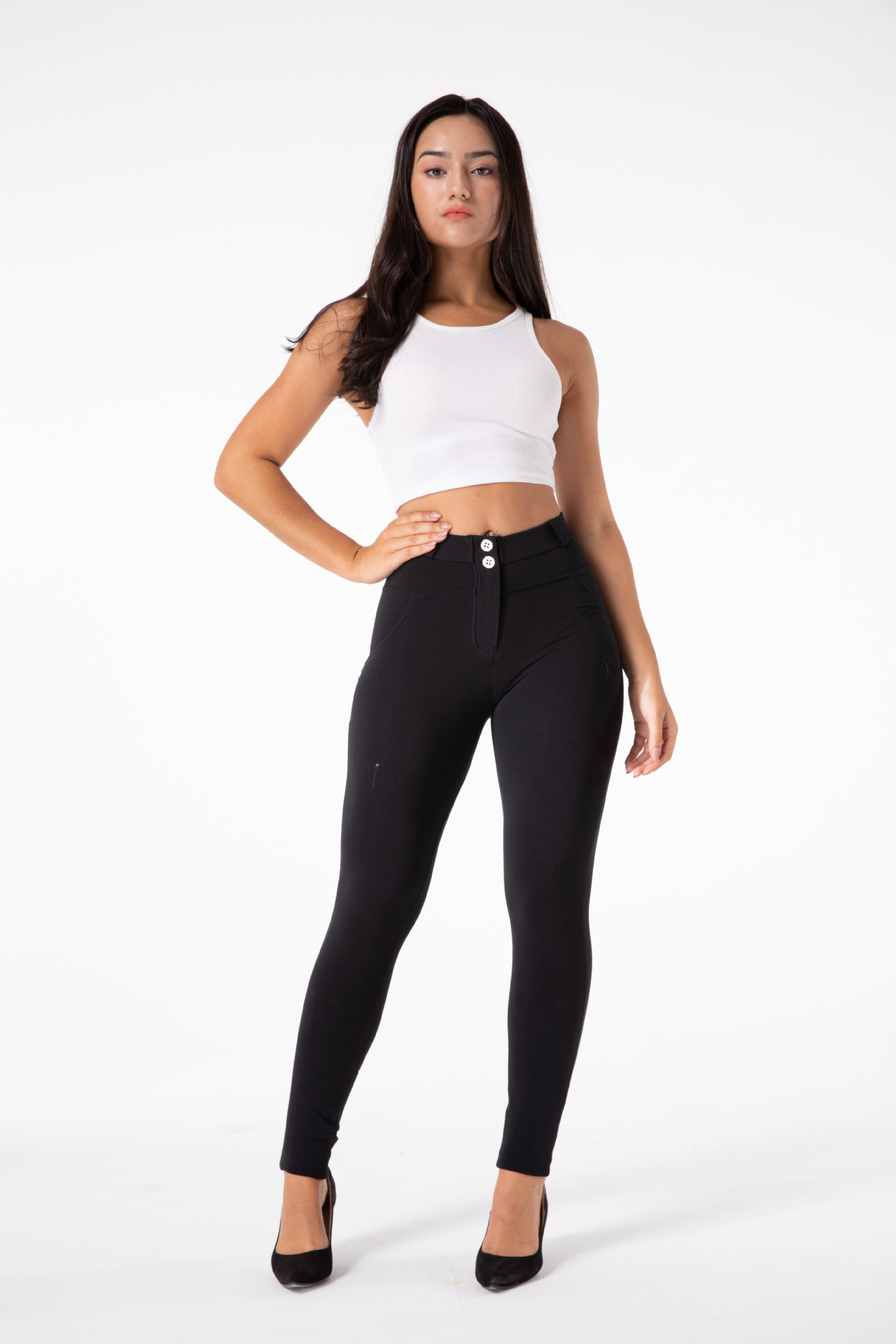 Black Mid Rise Tight Fitting Hip Dance Pants