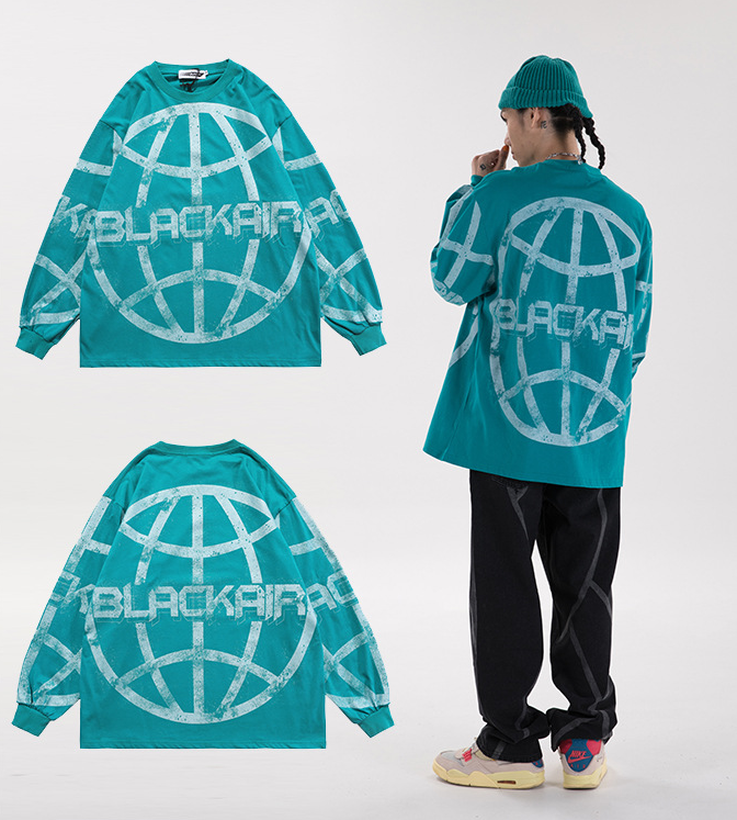 Title 5, Verontruste Print Planet Sweater Alfabet Hiphop...