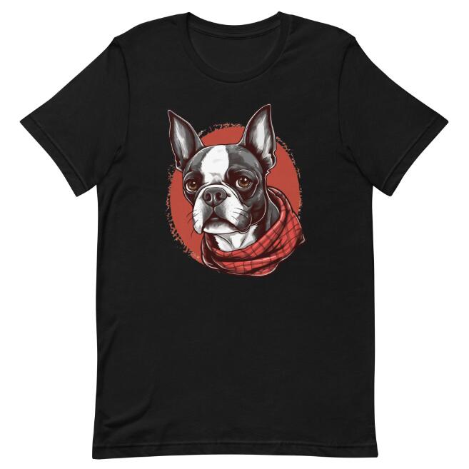 Title 6, Boston Terrier T-shirt met rode bandana, digita...