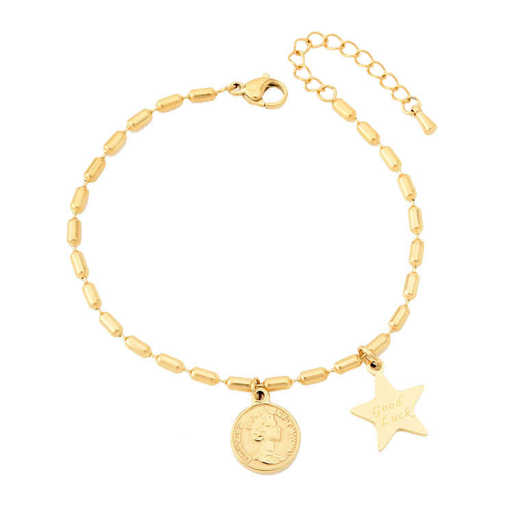 Double-sided Head Queen Medal Titanium Steel Bracelet