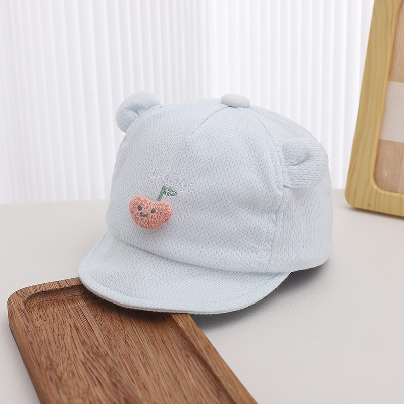 Spring And Summer Mesh Breathable Baby Soft Brimmed Bow Cap Embroidered Letters Cute Cherry Ears Baby Casual Sun Hat 10