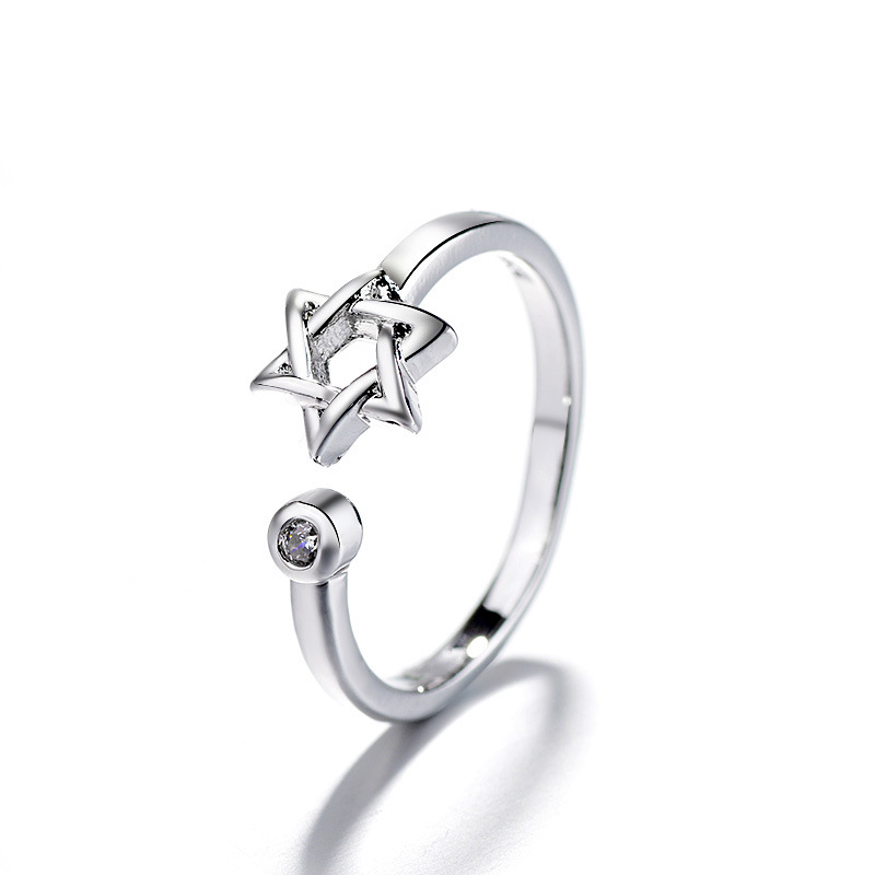 Title 2, Star Diamond Six-pointed Star Ring Adjustable J...