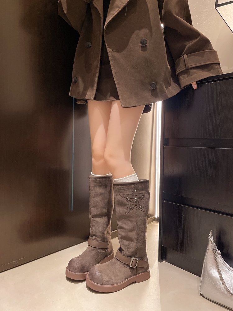 Nubuck Knee-High Platform Boots, picture 3 of 4