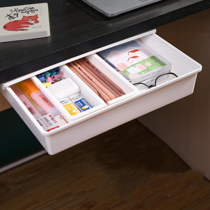 Under Desk Invisible Transparent Drawer Storage Box Desktop