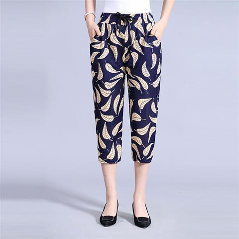 Loose Straight-leg Mother's Floral Pants