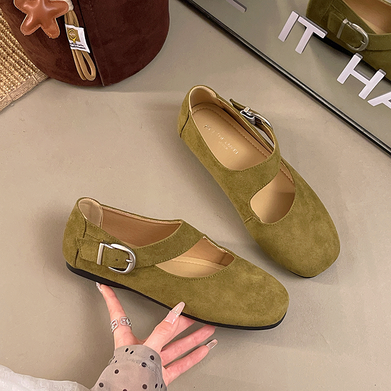Korean Trendy Ballet Mary Jane Flats For Women, New Summer 2026, Round Toe Slip-On Shoes With Strap Buckle