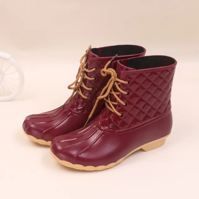 Jelly Non slip Fashion Lace up Rain Boots Red - Shop at LoveMi