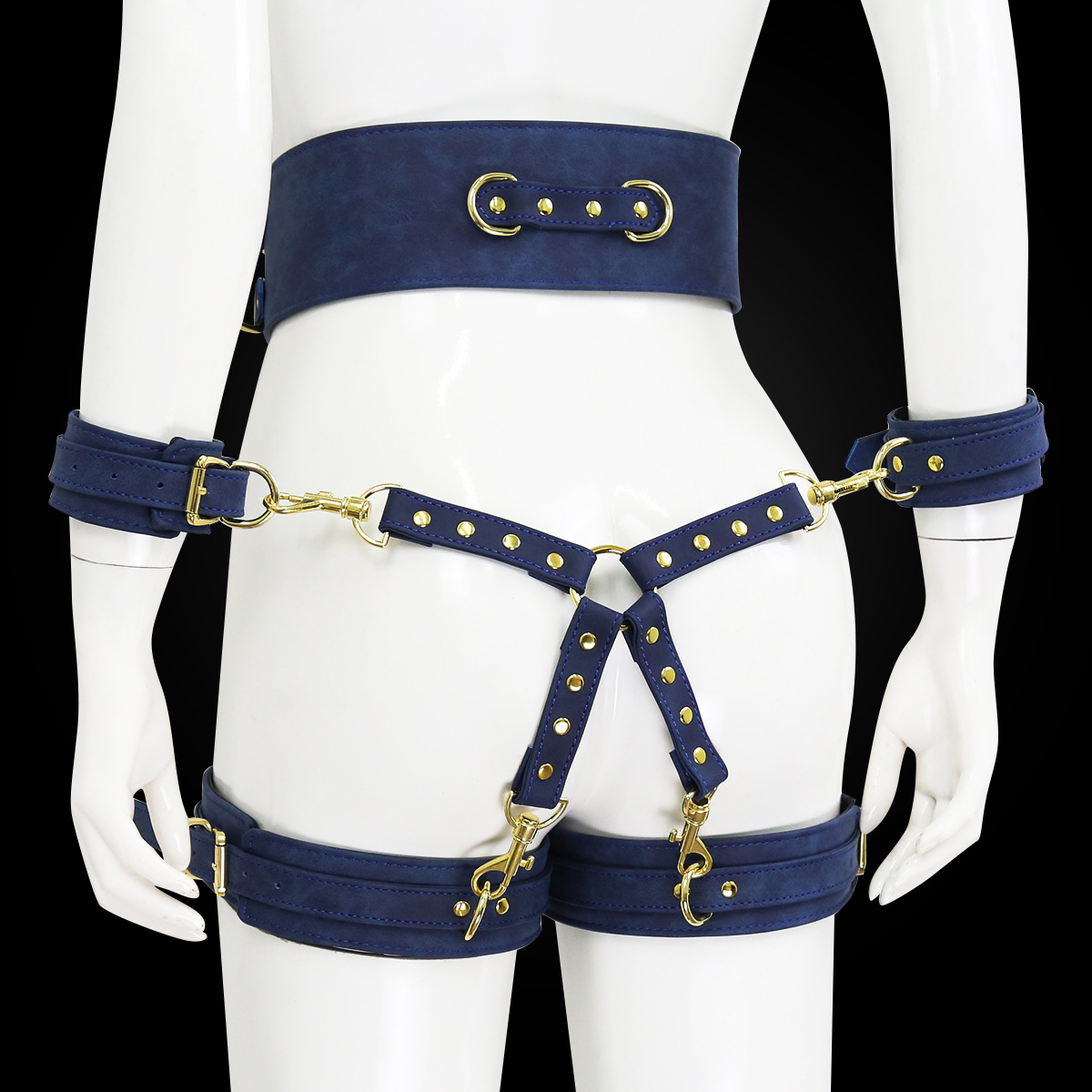 Title 5, 4-piece leather bundled corset cross