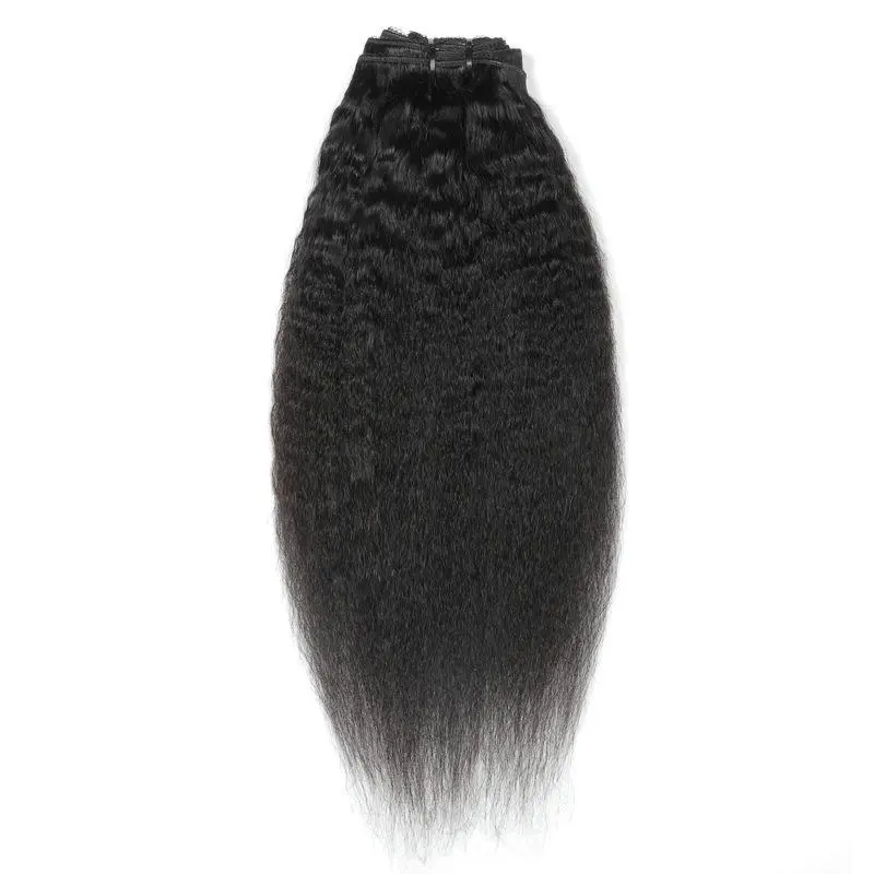 Kinky Straight ClipIn Human Hair Extensions Natural - 8Inch
