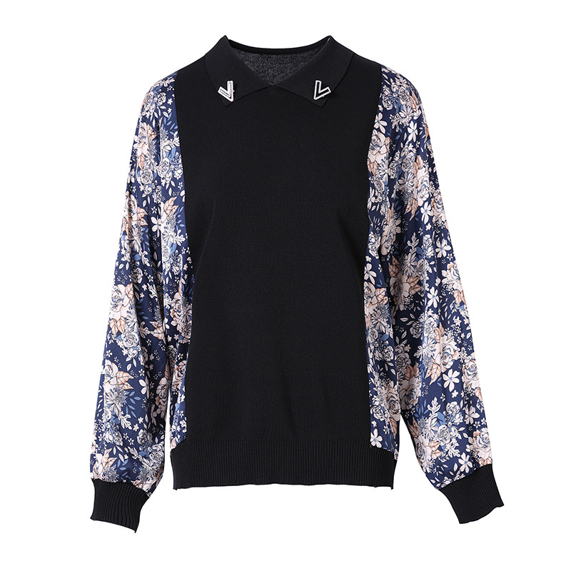 Western Style Printed Short Knitted Top Temperament